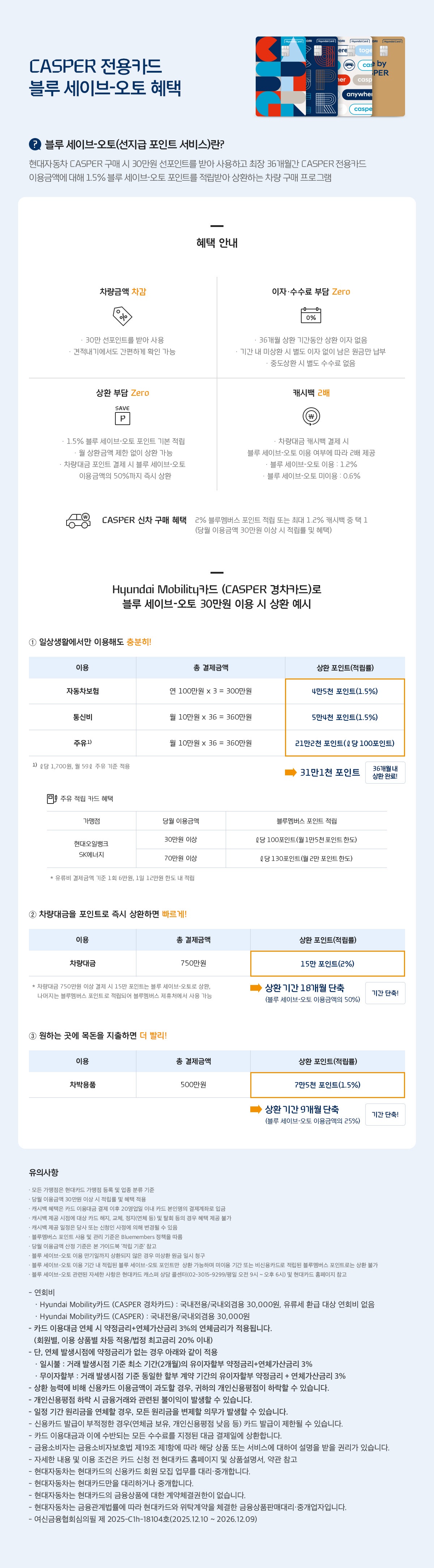 CASPER 전용카드 블루 세이브-오토 혜택